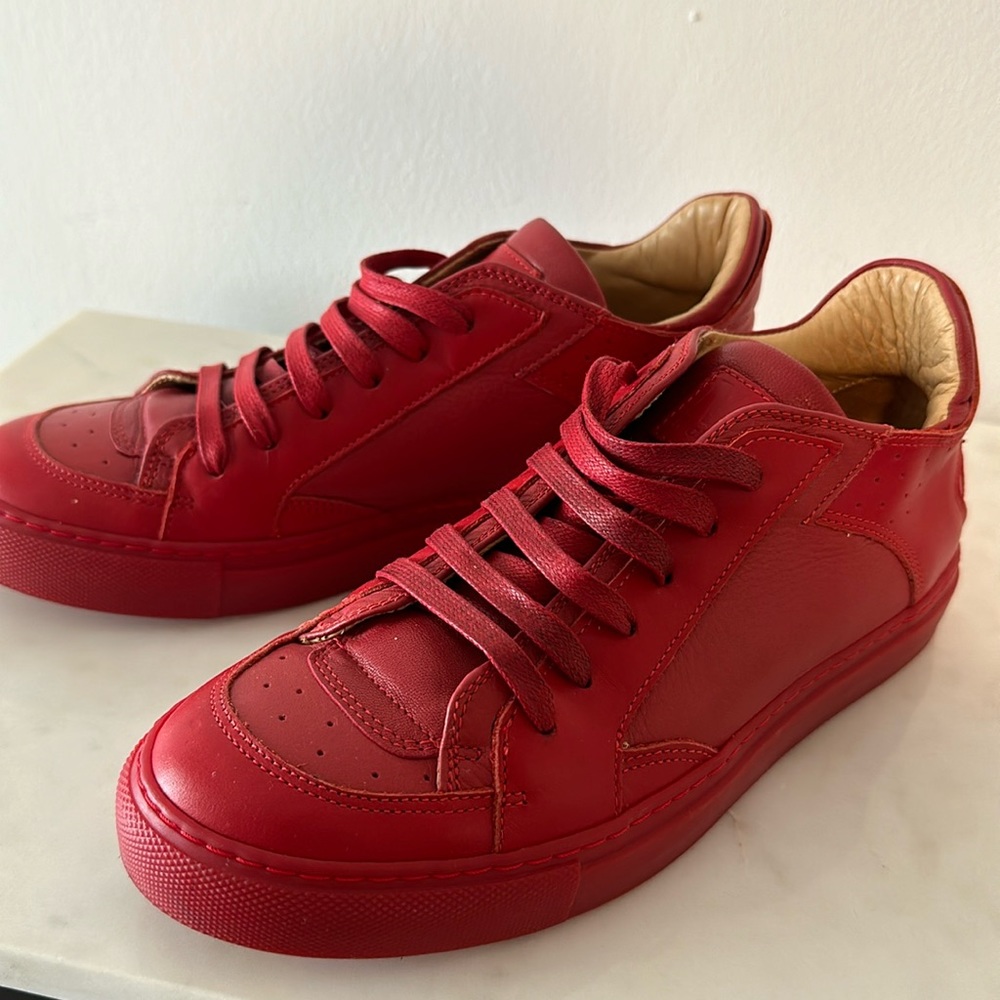 MM6 by Maison Margiela Red Leather Sneakers